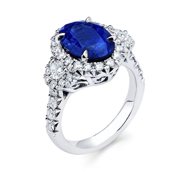 Platinum Sapphire Three Stone Fashion Ring