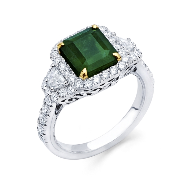 18k White & Yellow Gold Emerald Fashion Ring