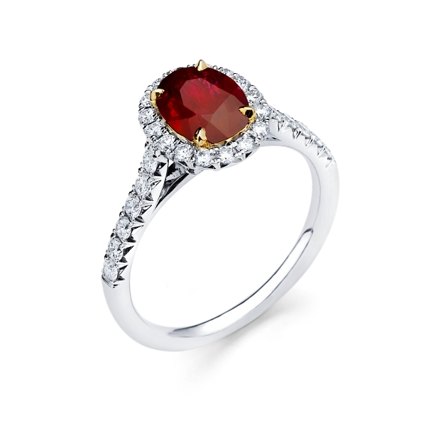 18k White & Yellow Gold Ruby Fashion Ring