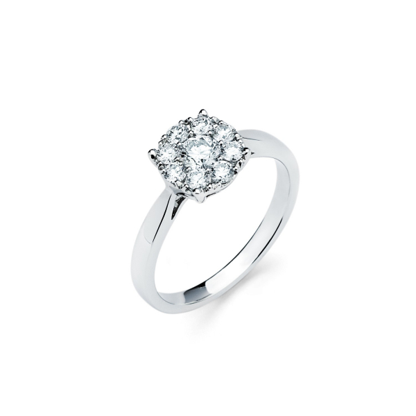 Cluster diamond engagement ring in white gold