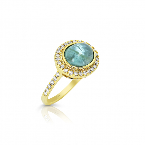 Paraiba and diamond fashion ring in 18k yellow gold