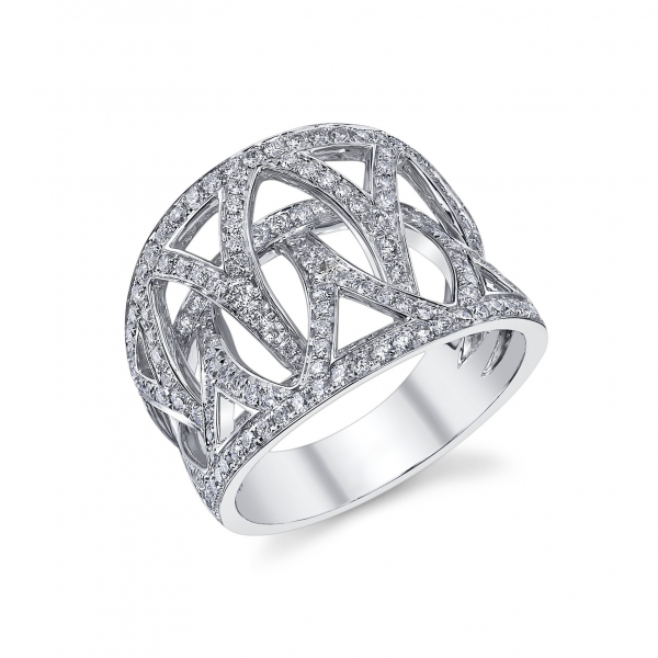 18k white gold diamond fashion ring