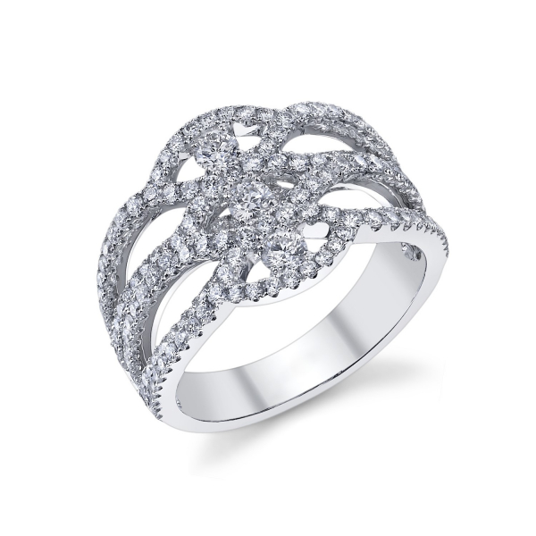 18k white gold diamond fashion ring