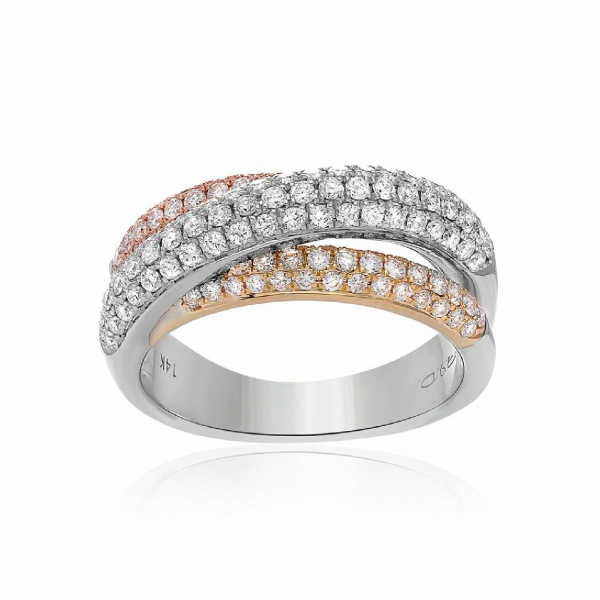 White rose and yellow gold diamond ring