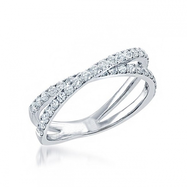 14k White Gold Diamond Criss Cross Ring