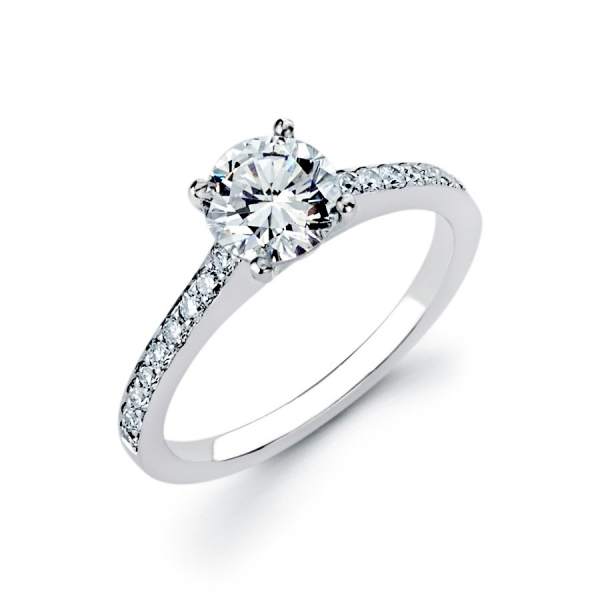 Solitaire diamond engagement ring in white gold