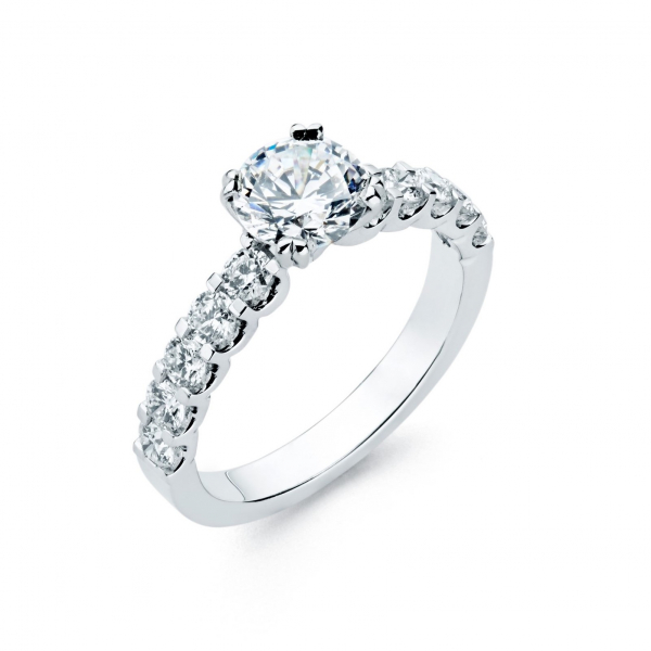 Solitaire diamond engagement ring in white gold