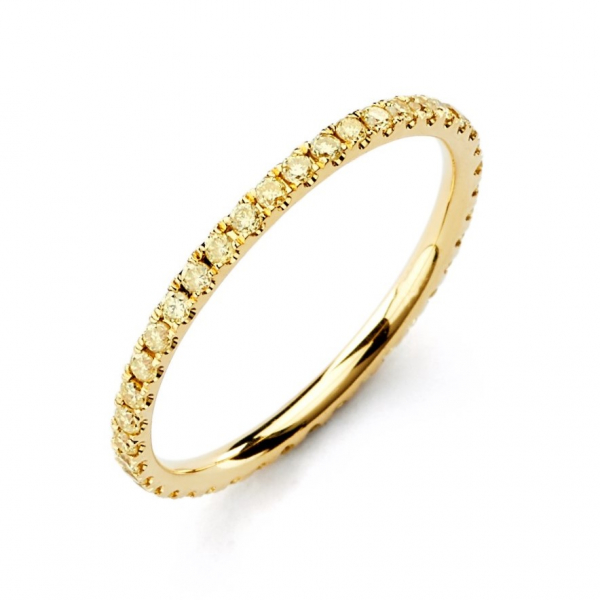 18k Yellow Gold Eternity Wedding Band with Yellow Diamonds