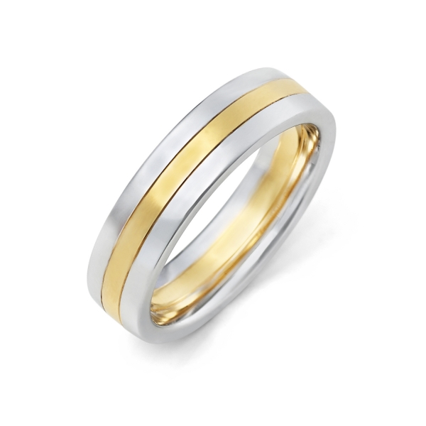 14k White and Yellow Gold Wedding Band