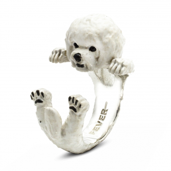 Bichon Frise Enamel Hug Ring