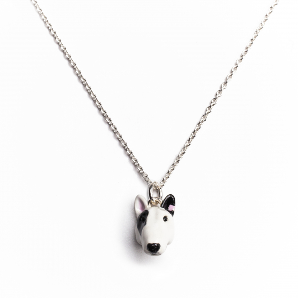 Bull Terrier Enamel Pendant on a link chain