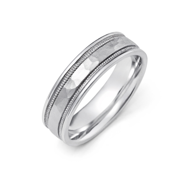 14k White Gold Mens Wedding Band