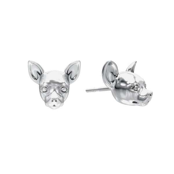 A pair of Chihuahua Silver Stud Earrings