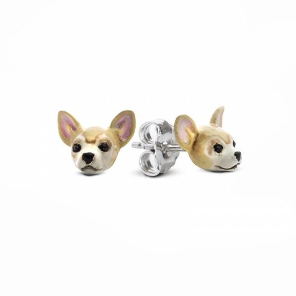 A pair of Chihuahua Enamel Stud Earrings