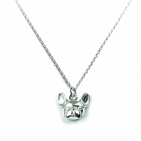 French Bulldog silver pendant on a link chain
