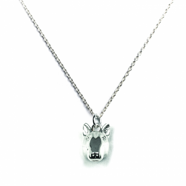 Bull Terrier Silver Pendant on a link chain