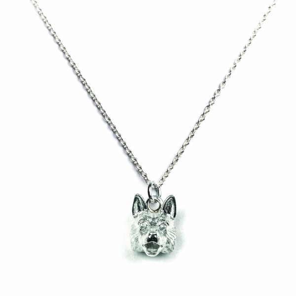 German Shepherd silver pendant on a link chain