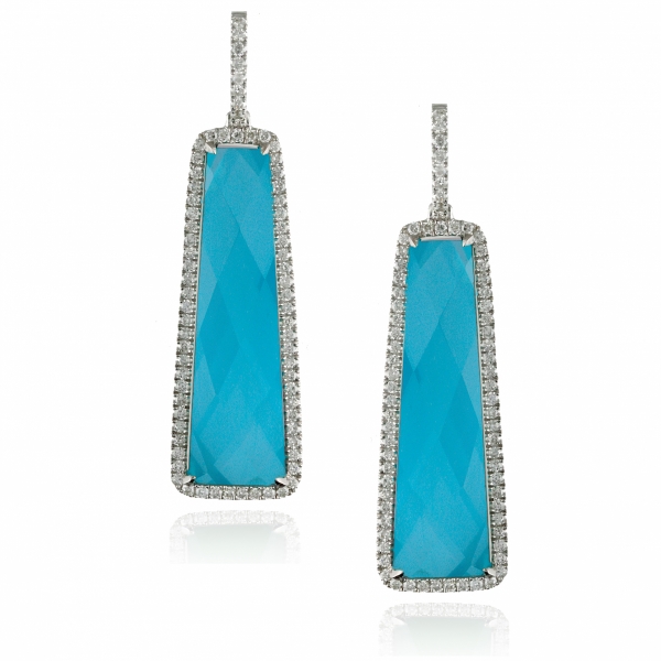 18k White Gold Turquoise Drop Earrings