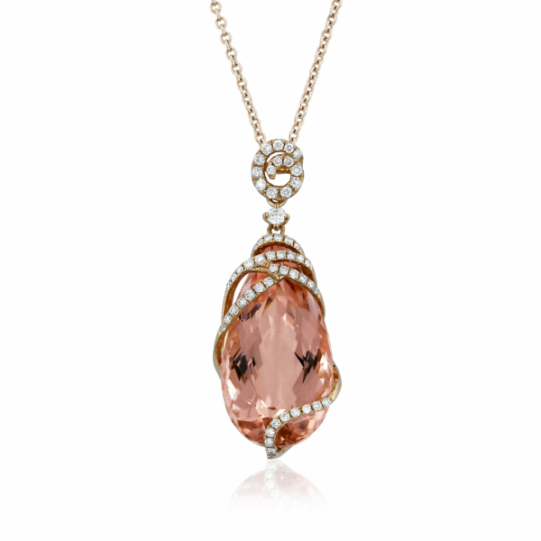 Morganite and diamond pendant in 18k rose gold