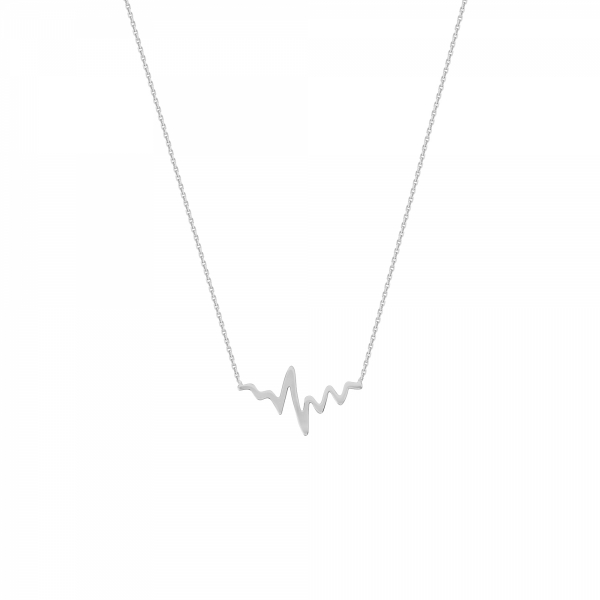 14k White Gold Heartbeat Necklace