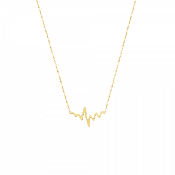 14k Yellow Gold Heartbeat Necklace