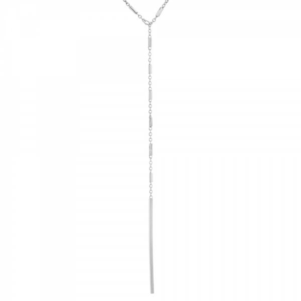 White gold bars lariat necklace
