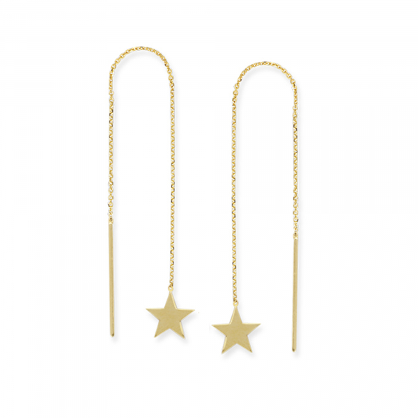 Yellow gold Star threader earrings