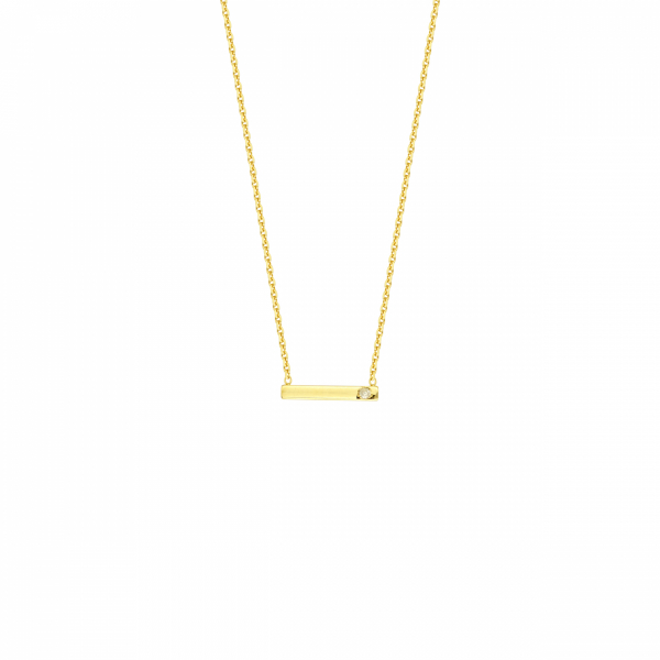 14k Yellow Gold Staple Bar Diamond Necklace