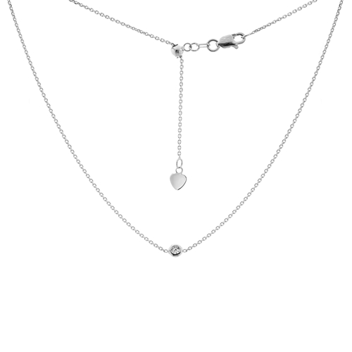 14k White Gold Diamond Bezel Choker Necklace