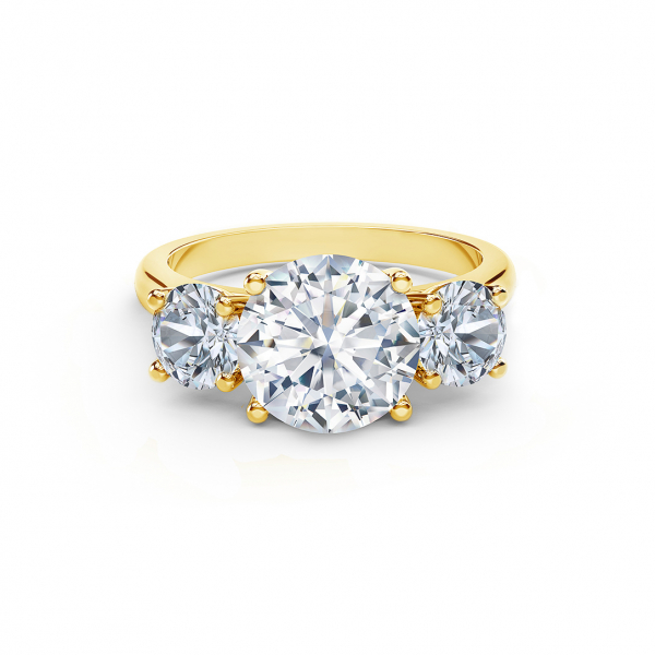 Forevermark three stone yellow gold diamond engagement ring