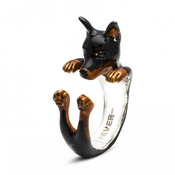 Pinscher Enamel Hug Ring