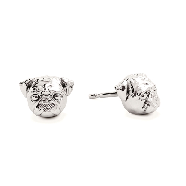 A pair of Pug Silver Stud Earrings