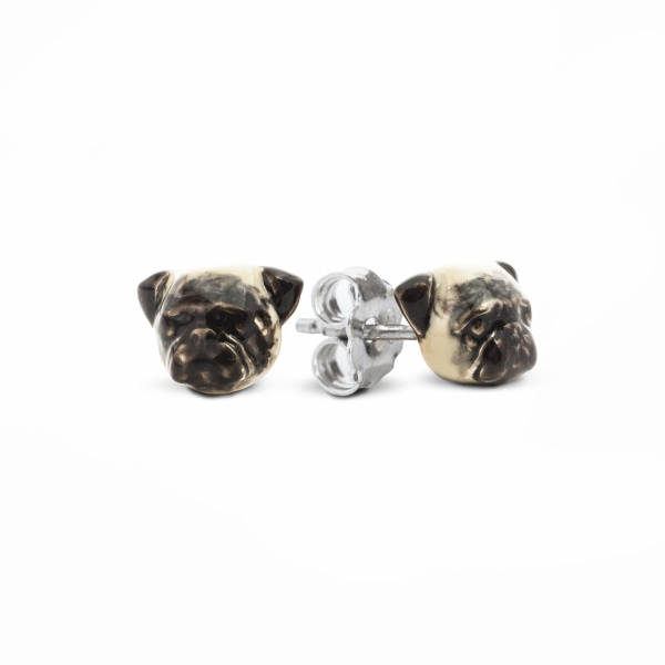 A pair of Pug Enamel Stud Earrings