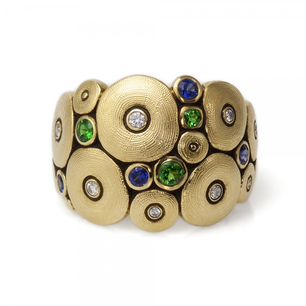 Alex Sepkus Sapphire Tsavorite and Diamond Orchard Ring