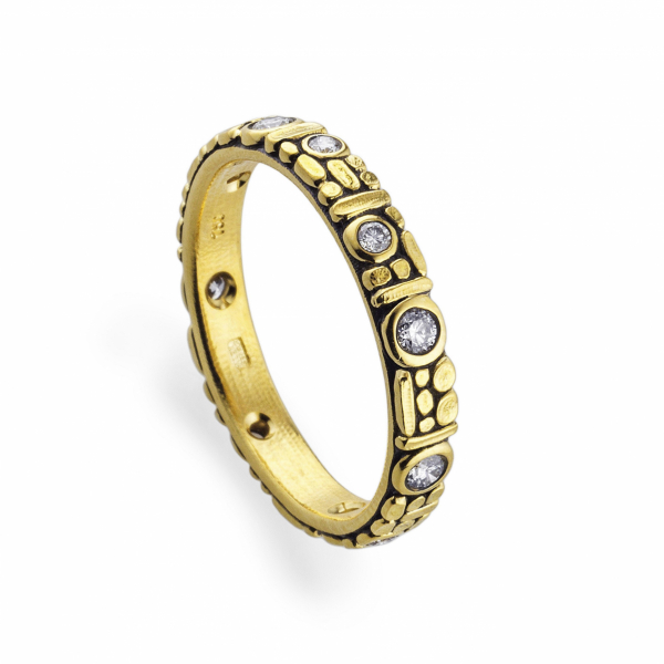 Alex Sepkus 18k Yellow Gold Mosaic Diamond Band