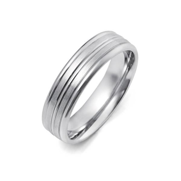 14k White Gold Mens Wedding Band