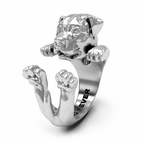 Rottweiler Silver Hug Ring