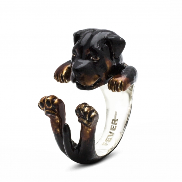 Rottweiler Enamel Hug Ring