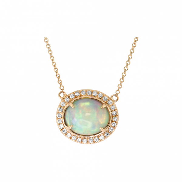 Opal and diamond necklace in 18k rose gold
