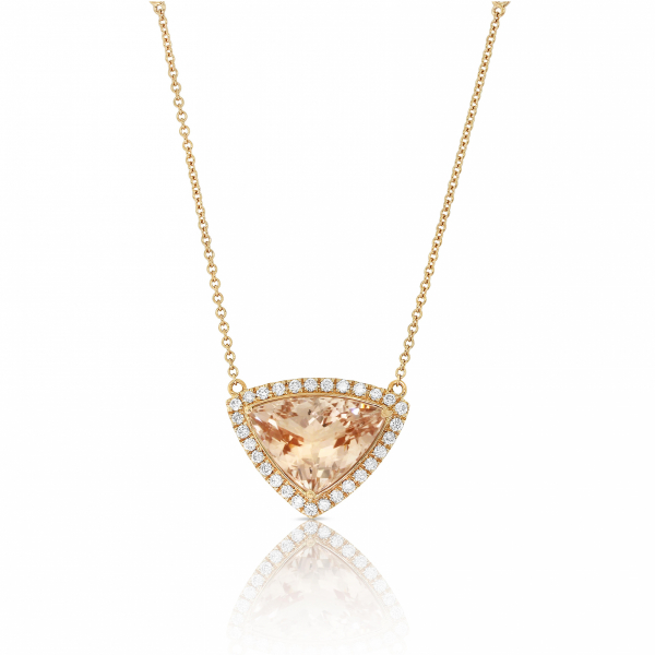 Morganite and diamond necklace in 18k rose gold