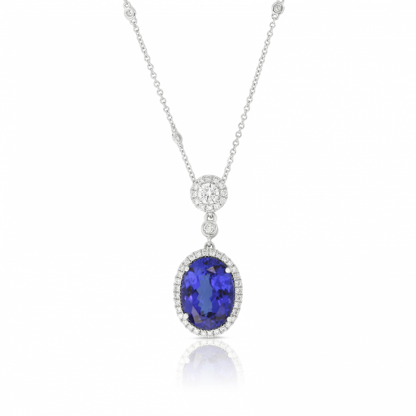 Tanzanite and diamond necklace in white gold