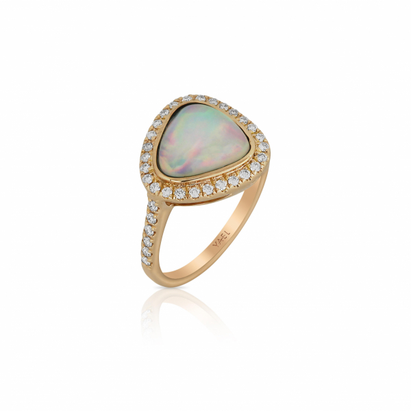Opal and diamond fashion ring in 18k rose gold