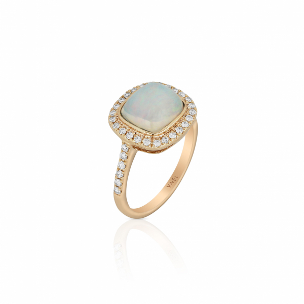 Opal and diamond fashion ring in 18k rose gold