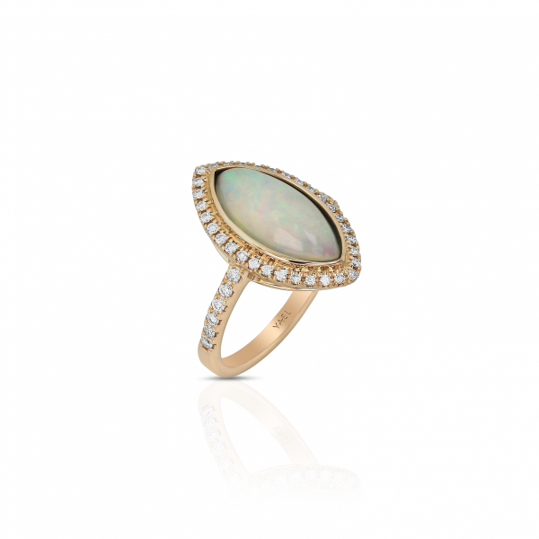 Opal and diamond fashion ring in 18k rose gold