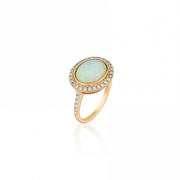 Opal and diamond fashion ring in 18k rose gold