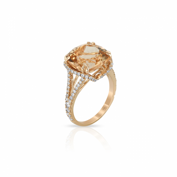 Morganite and diamond fashion ring in 18k rose gold