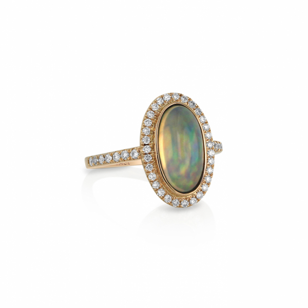 Opal and diamond fashion ring in 18k rose gold