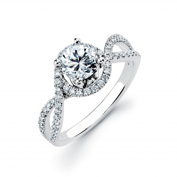 14k White Gold Diamond Engagement Ring