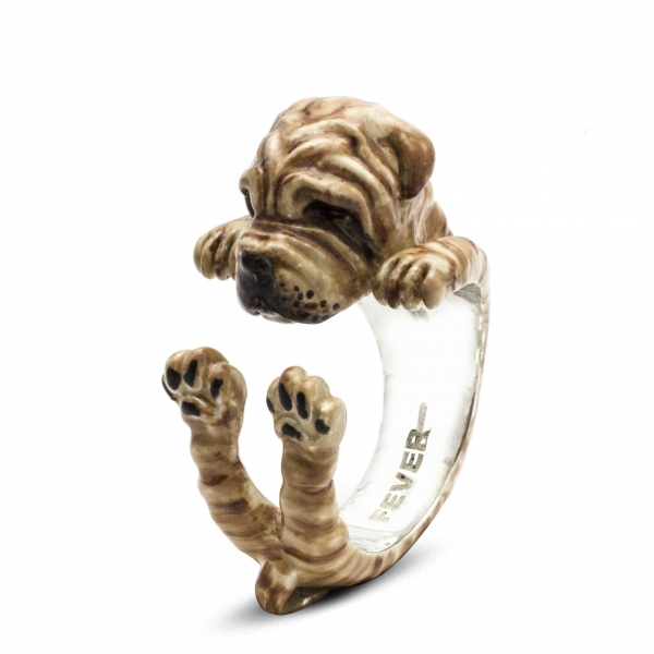 Shar Pei Enamel Hug Ring