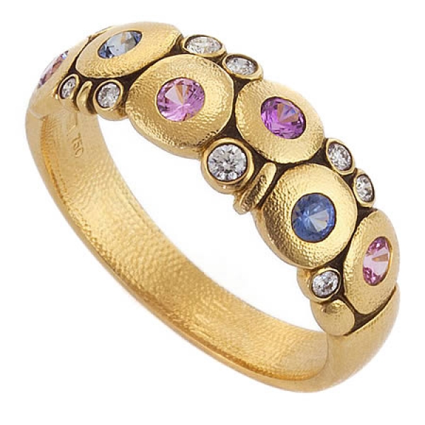 18 karat yellow gold sapphire and diamond ring